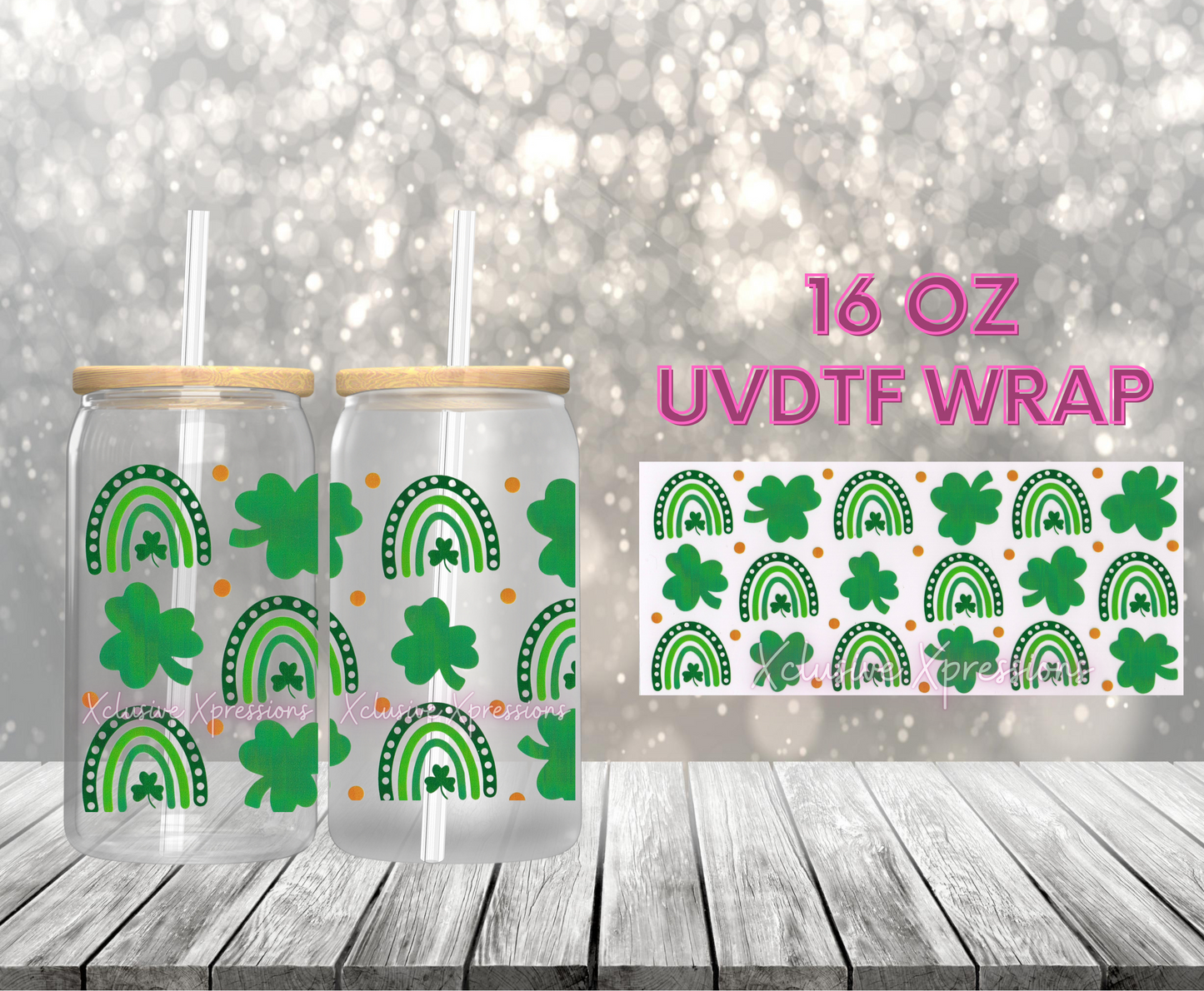 #268C Rainbow Clover UVDTF Wrap