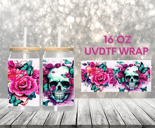 #447 Flower Skull UVDTF Wrap