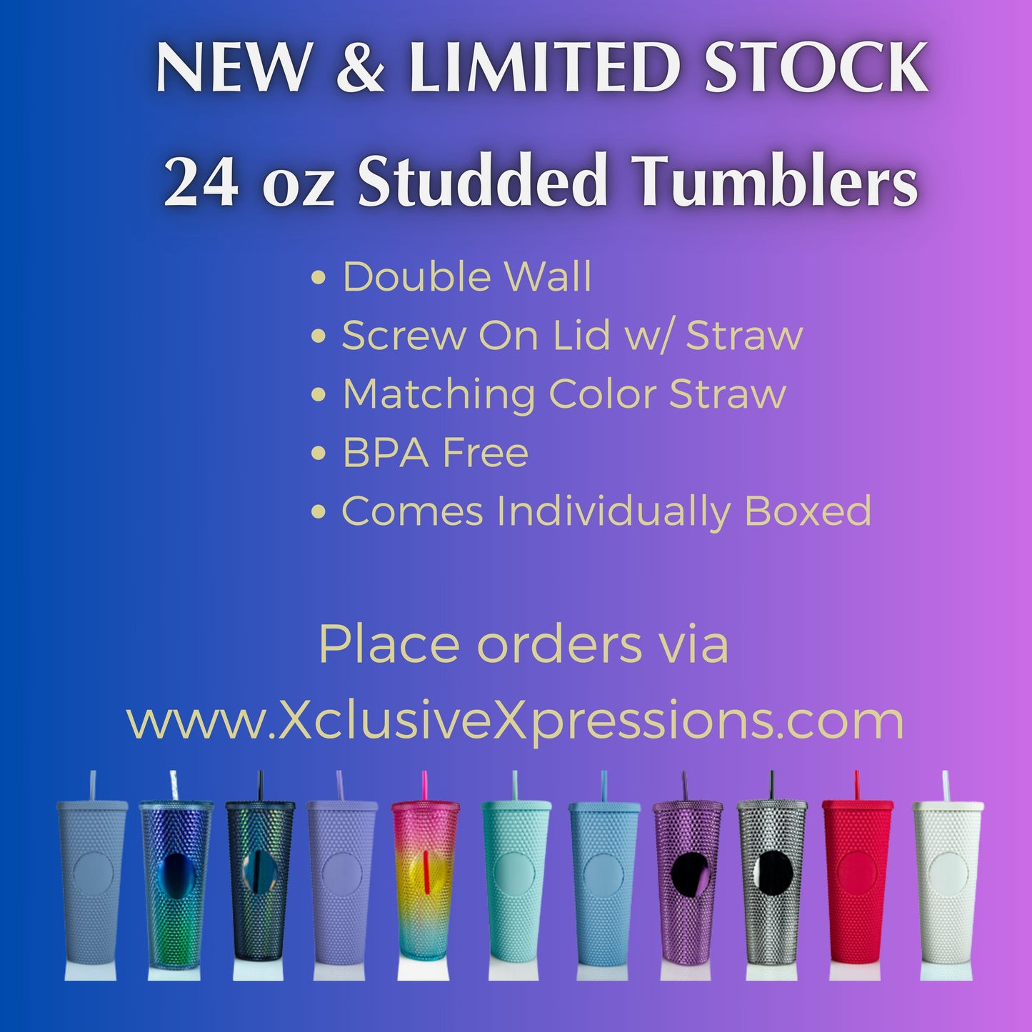 Discontinuing 24 oz Tumbler, Studded Plastic w/ colored straw