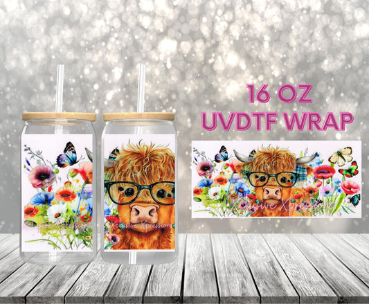 #519 Cow & Glasses UVDTF Wrap