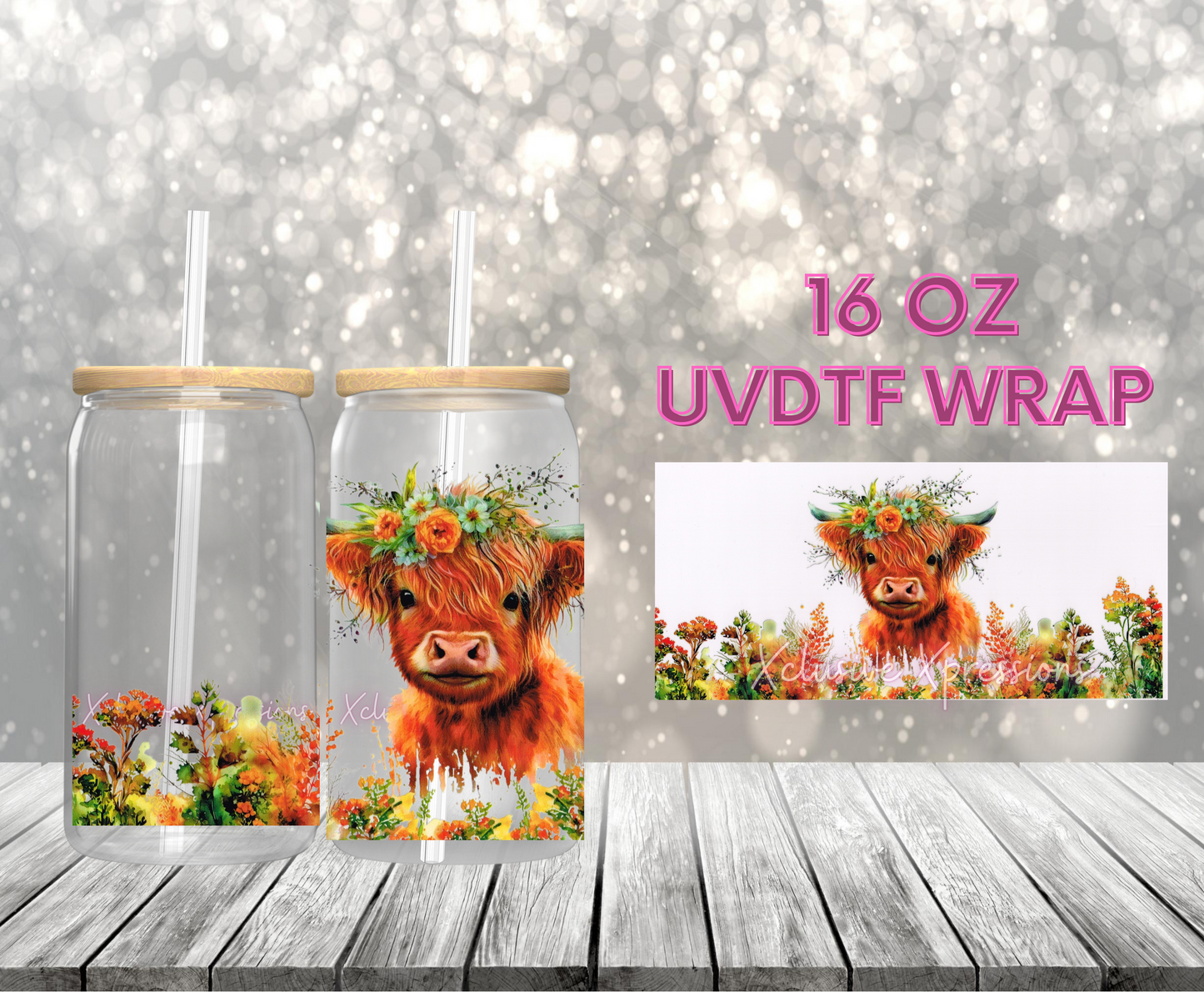 #432 Highland Cow UVDTF Wrap