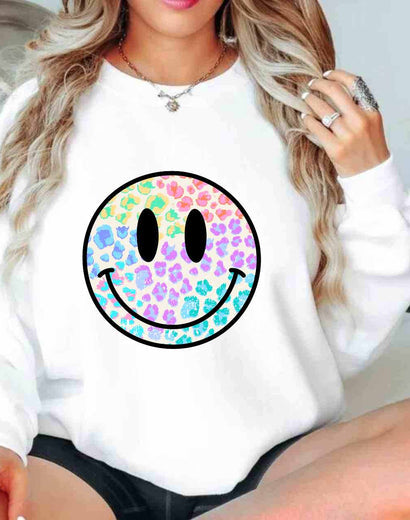 Colorful Leopard Smiley, Glitter DTF