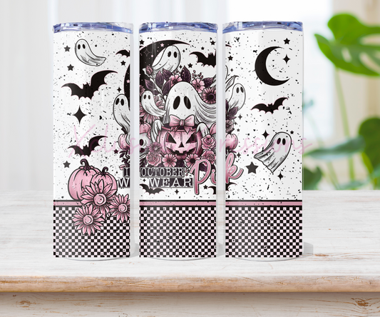 Ghost Breast Cancer Awareness, 20 oz Tumbler