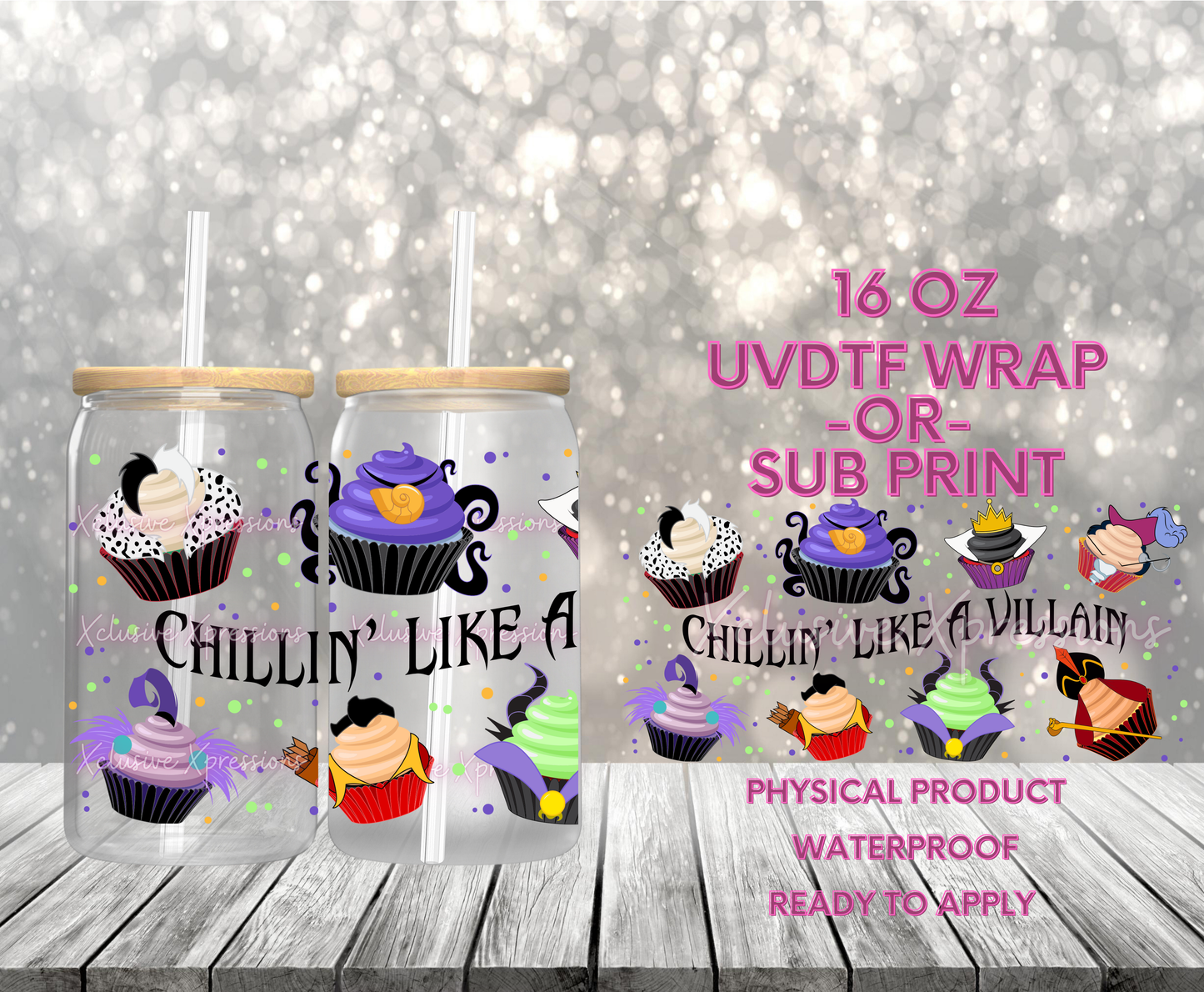 #633, Villian Cupcakes , 16 oz UVDTF or Sub