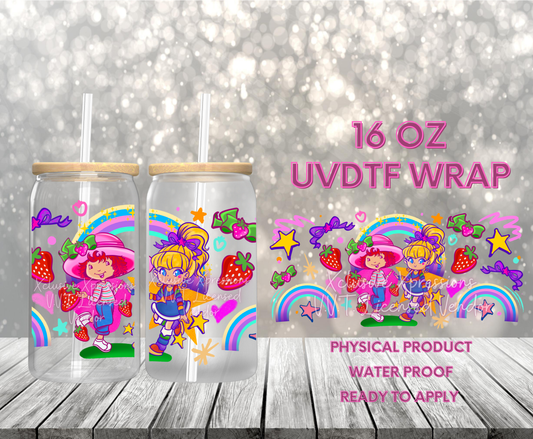 #623 Strawberry & Rainbow Girls,  16 oz Unique VVT UVDTF or Sub