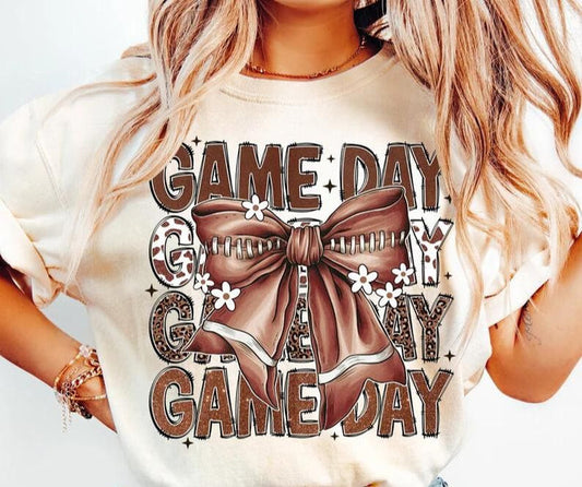 Game Day Bow, Glitter Clear Film Screen Print