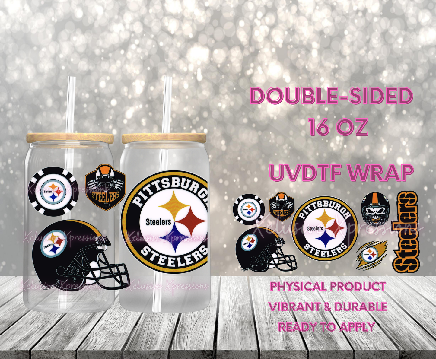 #704 Steel Football, Double-sided 16 oz UVDTF