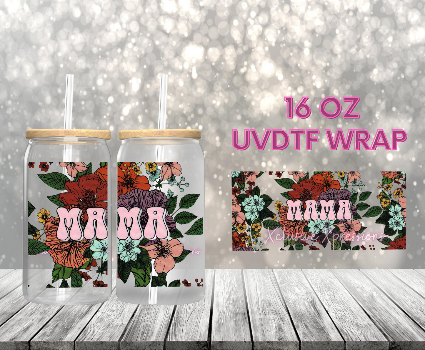 #459 Mama Colorful Flowers UVDTF Wrap