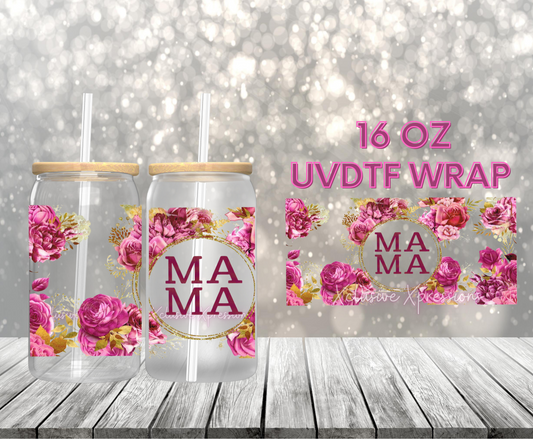 #456 Mama Pink Flowers UVDTF Wrap