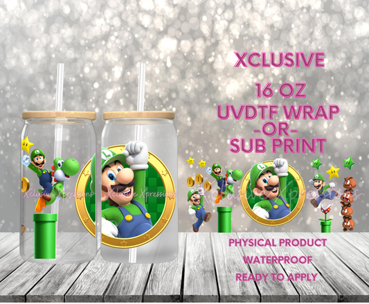 #600 Green Plumber Bro,  16 oz Xclusive UVDTF or Sub