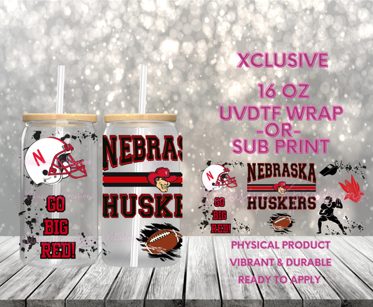 #717, Nebraska College Football Huskers, 16 oz UVDTF or Sub