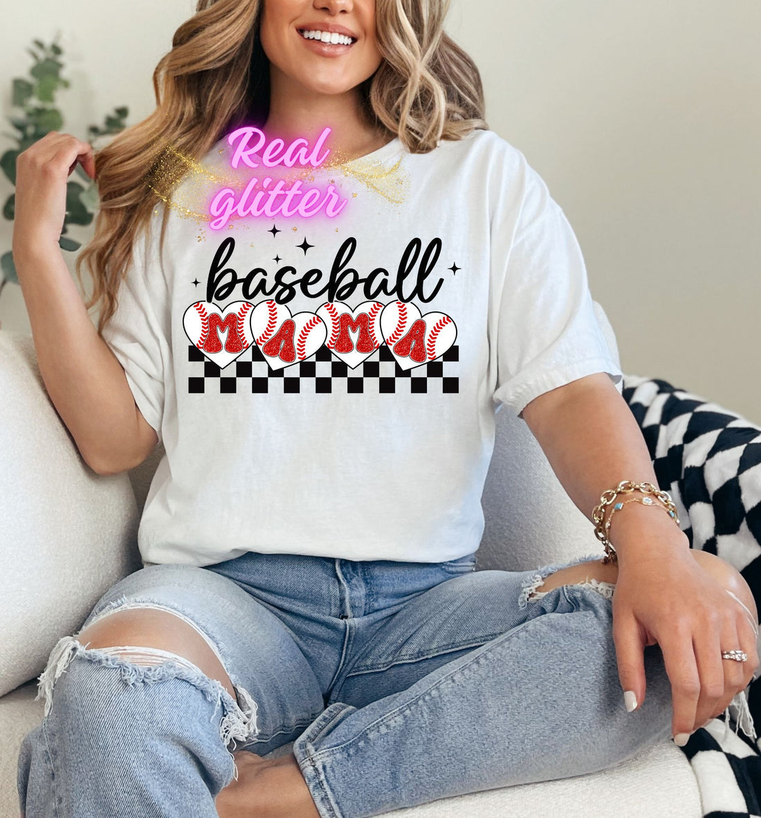 Baseball Mama, Glitter DTF