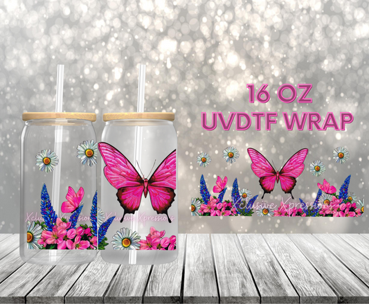 #443 Pink Butterfly UVDTF Wrap