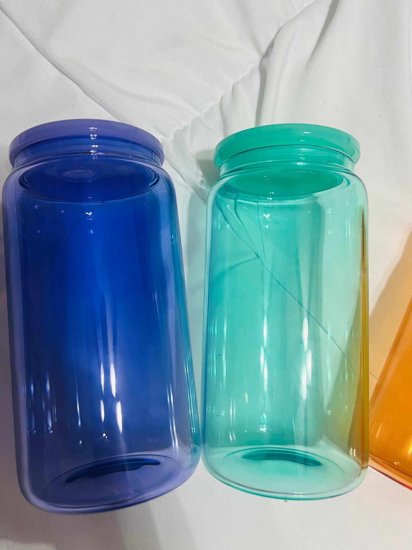 16 oz Cup, Glass Full Color Jelly w/ Acrylic Lids & Clear Straw