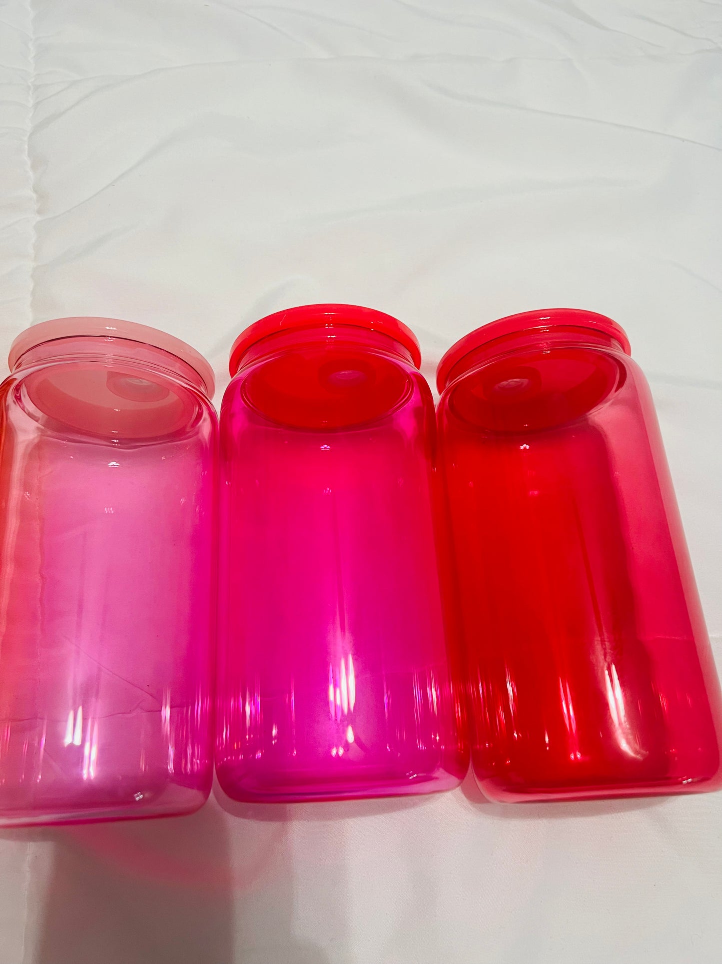 16 oz Cup, Glass Full Color Jelly w/ Acrylic Lids & Clear Straw