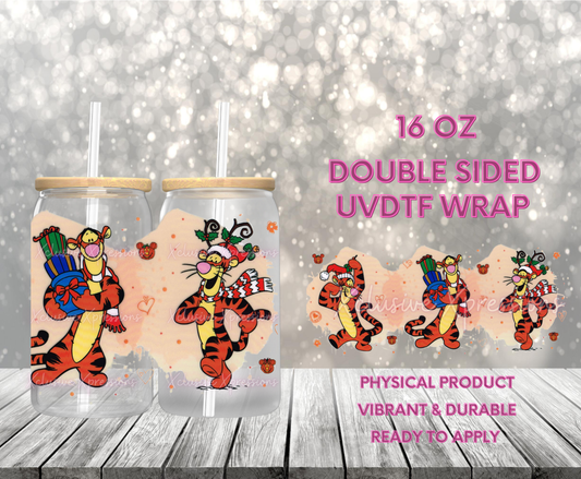 #841, Tiger Christmas, Double Sided 16 oz UVDTF