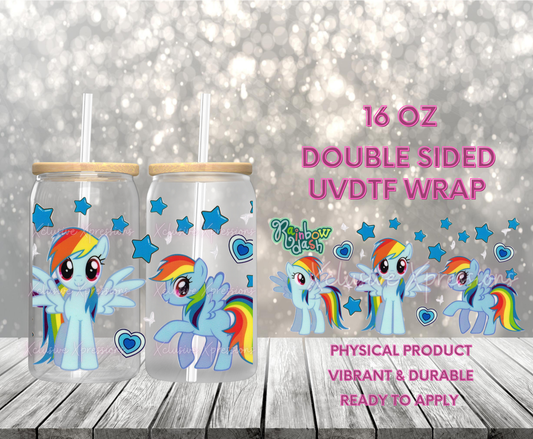 #851, Rainbow Pony, Double Sided 16 oz UVDTF