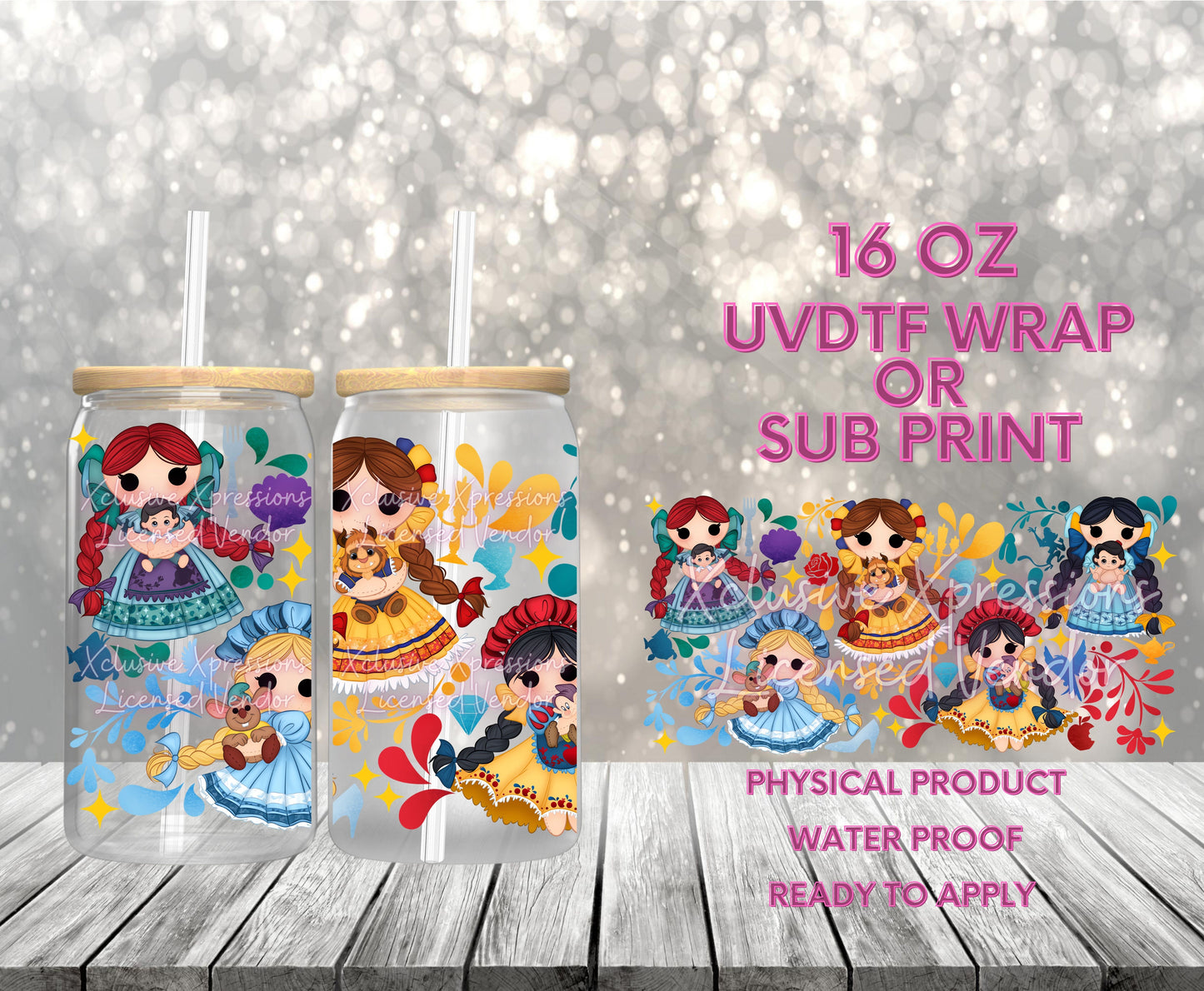 #617,  Princess Dolls, 16 oz UVDTF or Sub